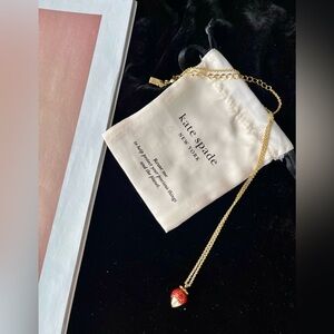 Kate Spade NWT strawberry mini pendant necklace CHOCOLATE COVER-🎁